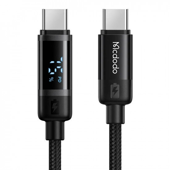 Mcdodo Data Cable BAT Series (CA 5780) USB C to USB C, 60W, Digital Display, 1.2m Black Mcdodo Data Cable BAT Series (CA 5780) USB C to USB C, 60W, Digital Display, 1.2m Black