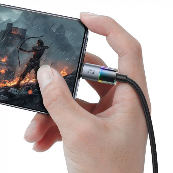 Mcdodo Data Cable (CA 8180) with 7 Colorful Lights, USB A to USB C, 6A, 1.2m Black