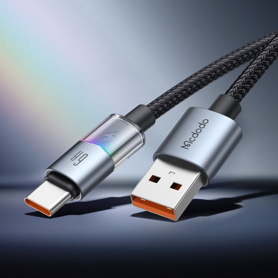 Mcdodo Data Cable (CA 8180) with 7 Colorful Lights, USB A to USB C, 6A, 1.2m Black