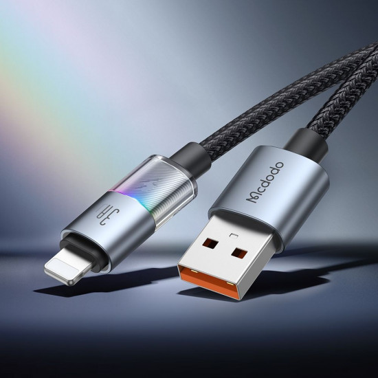 Mcdodo Data Cable (CA 8170) with Colorful Lights, USB A to Lightning, 3A, 1.2m Black