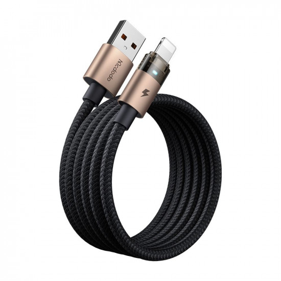 Mcdodo Data Cable (CA 6911) with Charging Light, USB A to Lightning, Transparent Cable, 3A, 1.2m Desert Gold