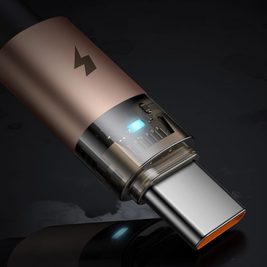 Mcdodo Data Cable (CA 6891) with Charging Light, USB C to USB A, Transparent Cable, 6A, 1.2m Desert Gold