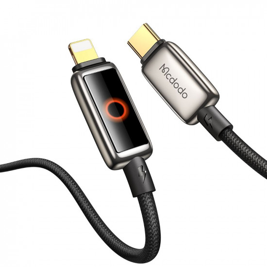 Mcdodo Data Cable (CA 6670) with Breathing Light LED Display, USB C to Lightning, Auto Power Off, 36W, 1.2m Black