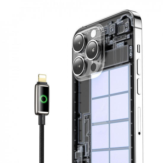 Mcdodo Data Cable (CA 6590) with Breathing Light LED Display, USB A to Lightning, Auto Power Off, 3A, 1.2m Black