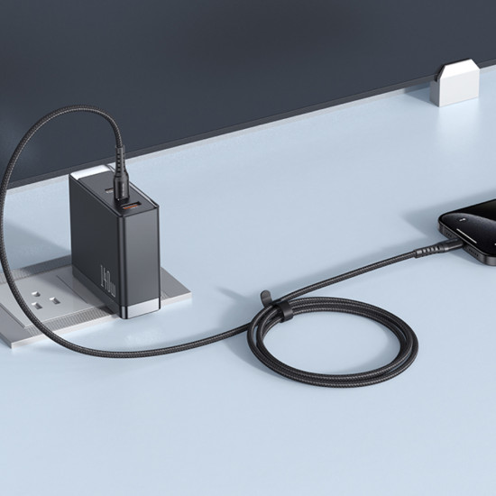 Mcdodo Data Cable (CA 5641) Type C to Type C, Nylon Braided, Aluminum Alloy, PD60W, 1m Black