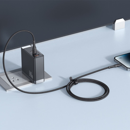 Mcdodo Data Cable (CA 5631) Type C to Lightning, Nylon Braided, Aluminum Alloy, PD36W, 1m Black