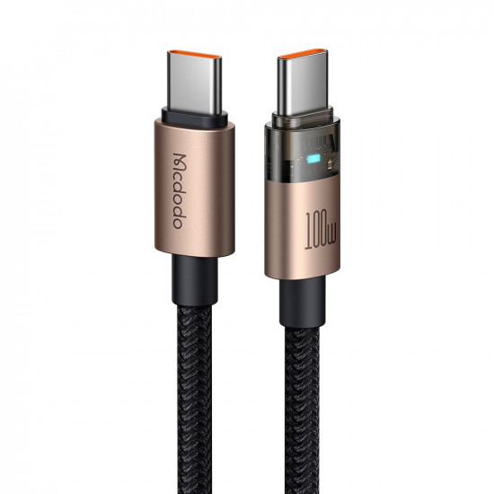 Mcdodo Data Cable (CA 5581) with Charging Light, USB C to USB C, Transparent Cable, 100W, 1.2m Desert Gold