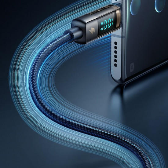 Mcdodo Data Cable (CA 3630) Type C to USB A, 6A Digital Display, Auto Power Off, Transparent Design, 1.2m Black