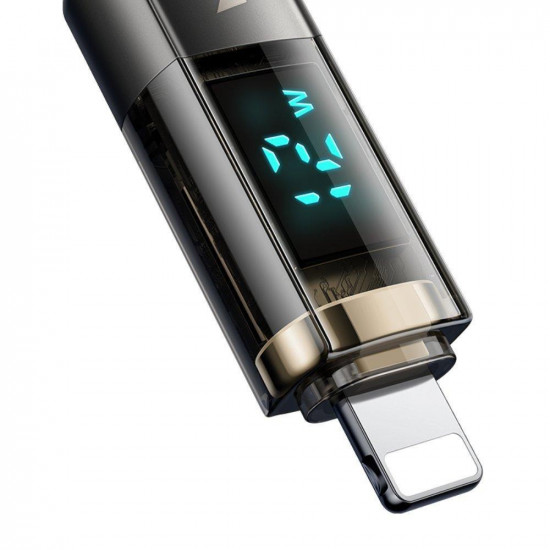 Mcdodo Data Cable (CA 3620) USB A to Lightning, 3A, Digital Display, Auto Power Off, Transparent Design, 1.2m Black