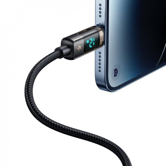 Mcdodo Data Cable (CA 3620) USB A to Lightning, 3A, Digital Display, Auto Power Off, Transparent Design, 1.2m Black