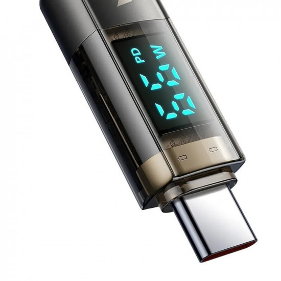 Mcdodo Data Cable (CA 3610) Type C to Type C, 100W, Digital Display, Auto Power Off, Transparent Design, 1.2m Black