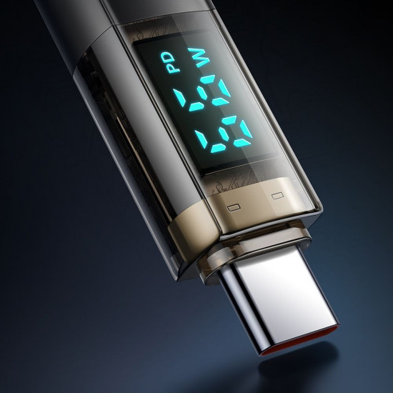 Mcdodo Data Cable (CA 3610) Type C to Type C, 100W, Digital Display, Auto Power Off, Transparent Design, 1.2m Black