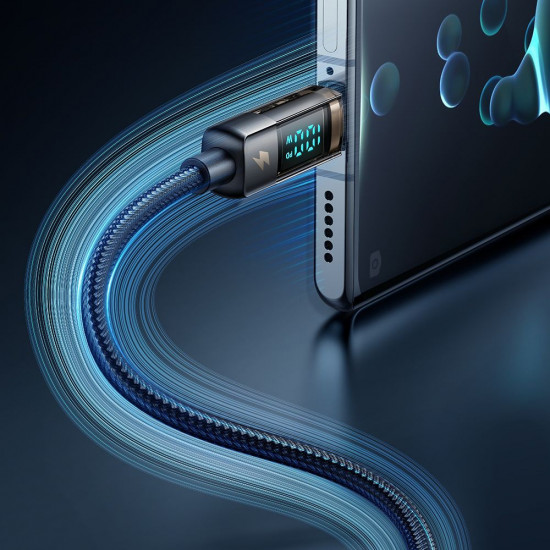 Mcdodo Data Cable (CA 3610) Type C to Type C, 100W, Digital Display, Auto Power Off, Transparent Design, 1.2m Black