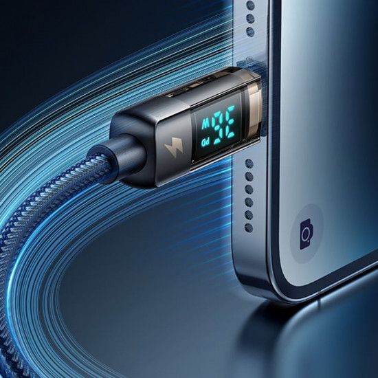 Mcdodo Data Cable (CA 3600) Type C to Lightning, 36W, Digital Display, Auto Power Off, Transparent Design, 1.2m Black Mcdodo Data Cable (CA 3600) Type C to Lightning, 36W, Digital Display, Auto Power Off, Transparent Design, 1.2m Black