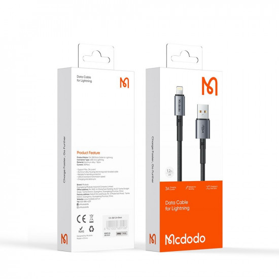 Mcdodo Data Cable (CA 3580) Lightning to USB A, 3A, 1.2m Black