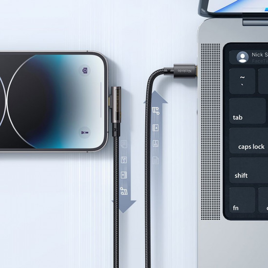 Mcdodo Data Cable (CA 3390) USB C to Lightning, 90 Degree Design, 36W, Transparent Design, 1.2m Black Mcdodo Data Cable (CA 3390) USB C to Lightning, 90 Degree Design, 36W, Transparent Design, 1.2m Black