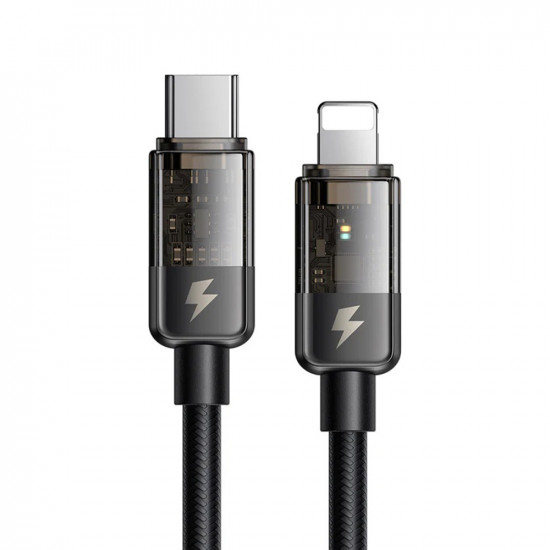 Mcdodo Data Cable (CA 3160) Type C to Lightning, 36W, Transparent Design, Auto Power Off, 1.2m Black Mcdodo Data Cable (CA 3160) Type C to Lightning, 36W, Transparent Design, Auto Power Off, 1.2m Black