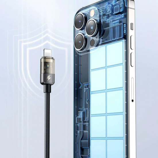 Mcdodo Data Cable (CA 3160) Type C to Lightning, 36W, Transparent Design, Auto Power Off, 1.2m Black Mcdodo Data Cable (CA 3160) Type C to Lightning, 36W, Transparent Design, Auto Power Off, 1.2m Black