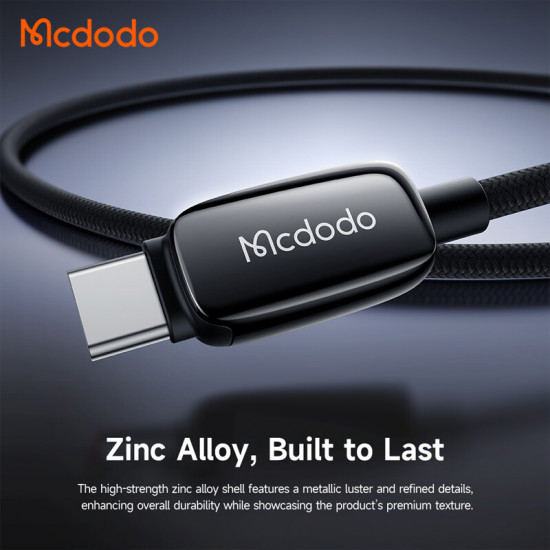 Mcdodo Data Cable (CA 0100) with Auto Brightness Adjustment, USB C to USB C, 100W, 5A, 1.2m Black Mcdodo Data Cable (CA 0100) with Auto Brightness Adjustment, USB C to USB C, 100W, 5A, 1.2m Black