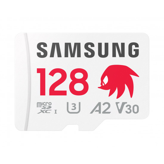 Samsung Memory Card PRO Plus SONIC (MB MD128SA/LC1) MicroSDXC, Adapter SD, 128GB, UHS I, U3, V30, A2, 180MB/s Red/White