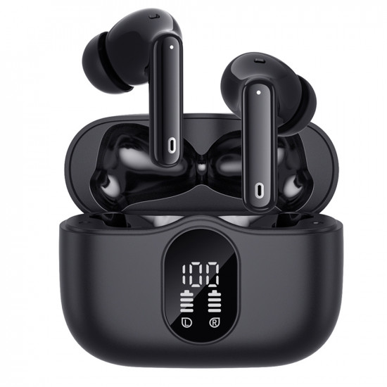 Techsuit Premium Wireless Earbuds WaveBeat 100 (CW3) Bluetooth V5.4, 300mAh, ANC, ENC, 4 Mic Black