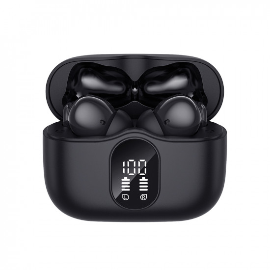 Techsuit Premium Wireless Earbuds WaveBeat 100 (CW3) Bluetooth V5.4, 300mAh, ANC, ENC, 4 Mic Black