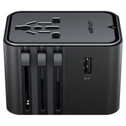 Acefast Travel Adapter (Z8) 3x USB C, 2x USB, EU, UK, AUS, US, 45W, GaN Technology, Fast Charging Black