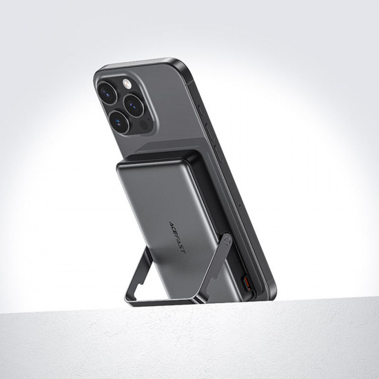 Acefast Magnetic Wireless Power Bank (M17 10000) Foldable Stand, USB C Port, 10000mAh, 22.5W, LED Indicator Black