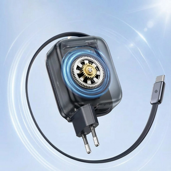 Baseus Wall Charger EnerCore CJ11 (E0120G00) GaN, Fast Charge, USB C, with Retractable Type C Cable, 45W Cosmic Black