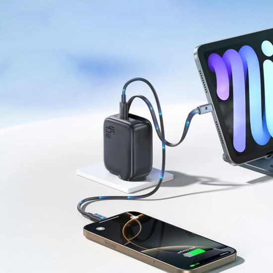 Baseus Wall Charger EnerCore CJ11 (E0120G00) GaN, Fast Charge, USB C, with Retractable Type C Cable, 45W Cosmic Black