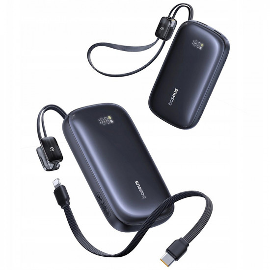 Baseus Power Bank EnerFill FC21 Qpow 3 Ultra (E0027L00) with Detachable Cable, 10000mAh, 22.5W, USB, USB C Cosmic Black Baseus Power Bank EnerFill FC21 Qpow 3 Ultra (E0027L00) with Detachable Cable, 10000mAh, 22.5W, USB, USB C Cosmic Black