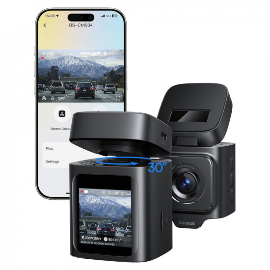 Baseus Dash Camera PrimeTrip (C10669000123 00) Driving Recorder, Built In GPS, Night Vision, 3K Cosmic Black