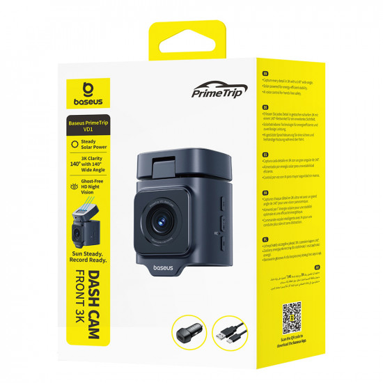 Baseus Dash Camera PrimeTrip (C10669000123 00) Driving Recorder, Built In GPS, Night Vision, 3K Cosmic Black