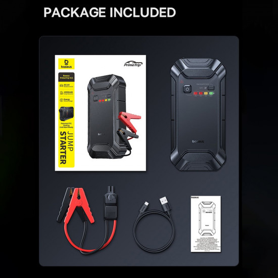 Baseus Car Jump Starter PrimeTrip VJ1 (C0119400) 5000A, 12000mAh, 12V Black Baseus Car Jump Starter PrimeTrip VJ1 (C0119400) 5000A, 12000mAh, 12V Black
