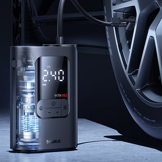 Baseus Car Compressor GoTrip VA1 Super Mini (C0119701) Wireless, with Display, 22 Cylinder, Auto Stop Cosmic Black Baseus Car Compressor GoTrip VA1 Super Mini (C0119701) Wireless, with Display, 22 Cylinder, Auto Stop Cosmic Black