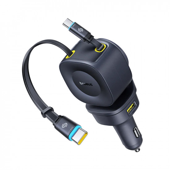 Baseus Car Charger PrimeTrip VR2 Max (C0206500) Fast Charging, with Retractable Cable, USB, 3x USB C, 163W Cosmic Black