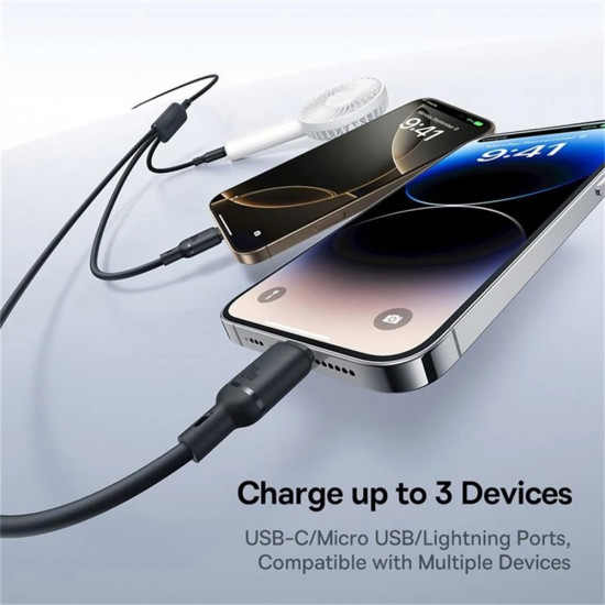 Baseus Data Cable Silky (P10377706123 00) Fast Charge, Type C to Micro USB, Lightning, USB C, 100W, 1.5m Cosmic Black
