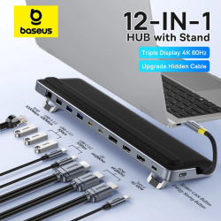 Baseus Docking Station EliteJoy EH3 (B0114200) USB C to 2x HDMI, DP, 3x Type C, 3x USB, SD/TF, RJ45, 10Gbps Space Grey