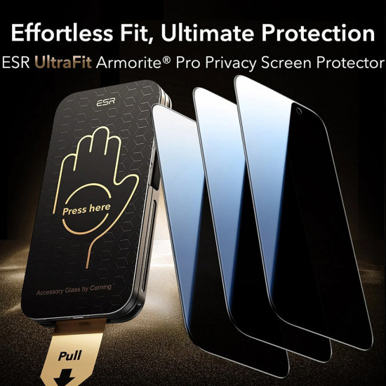 ESR Corning Gorilla Glass UltraFit Privacy™ (3 pack) iPhone 17 Pro Max Black