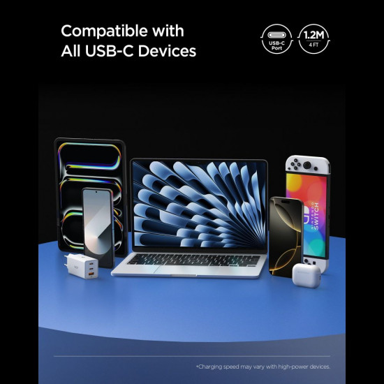 Spigen Data Cable Essential (EB24012CC) Fast Charging, Type C to Type C, 240W, 40Gbps, E Marker Chip, 8K, 1.2m Black