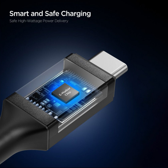 Spigen Data Cable Essential (EB24012CC) Fast Charging, Type C to Type C, 240W, 40Gbps, E Marker Chip, 8K, 1.2m Black