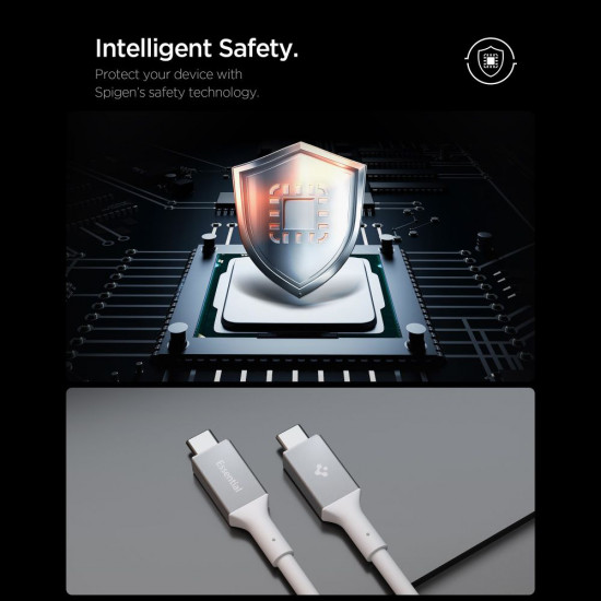 Spigen Data Cable Essential (EB24012CC) Fast Charging, Type C to Type C, 240W, 40Gbps, E Marker Chip, 8K, 1.2m White