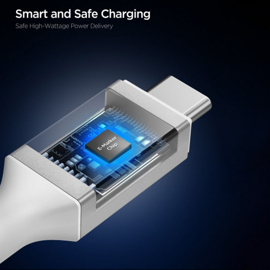 Spigen Data Cable Essential (EB24012CC) Fast Charging, Type C to Type C, 240W, 40Gbps, E Marker Chip, 8K, 1.2m White