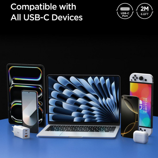 Spigen Data Cable Essential (EB10020CC) Fast Charging, Type C to Type C, 100W, 5Gbps, E Marker Chip, 2m Black Spigen Data Cable Essential (EB10020CC) Fast Charging, Type C to Type C, 100W, 5Gbps, E Marker Chip, 2m Black