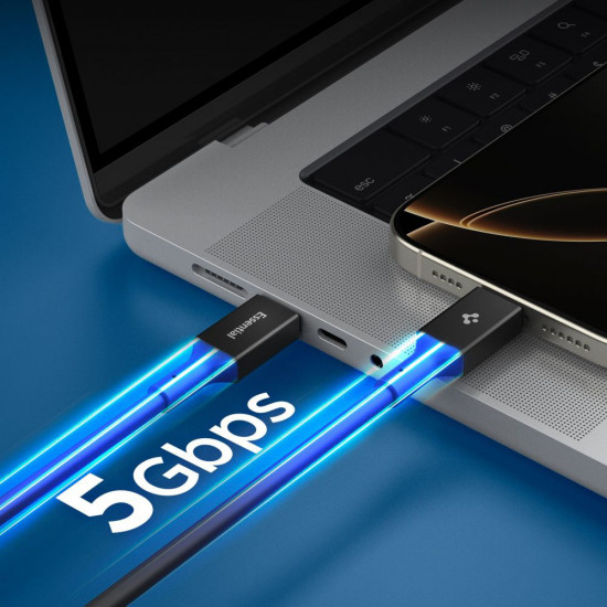 Spigen Data Cable Essential (EB10020CC) Fast Charging, Type C to Type C, 100W, 5Gbps, E Marker Chip, 2m Black Spigen Data Cable Essential (EB10020CC) Fast Charging, Type C to Type C, 100W, 5Gbps, E Marker Chip, 2m Black