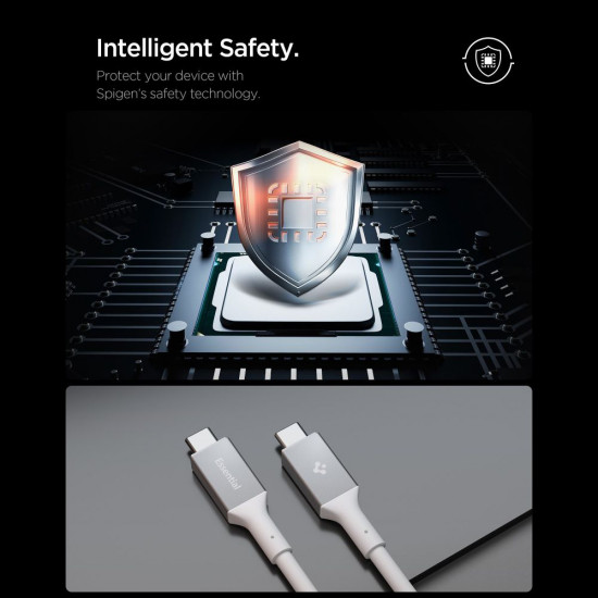Spigen Data Cable Essential (EB10020CC) Fast Charging, Type C to Type C, 100W, 5Gbps, E Marker Chip, 2m White