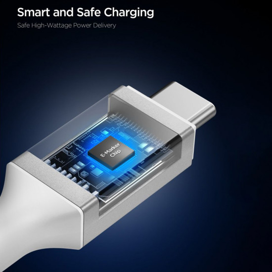 Spigen Data Cable Essential (EB10020CC) Fast Charging, Type C to Type C, 100W, 5Gbps, E Marker Chip, 2m White