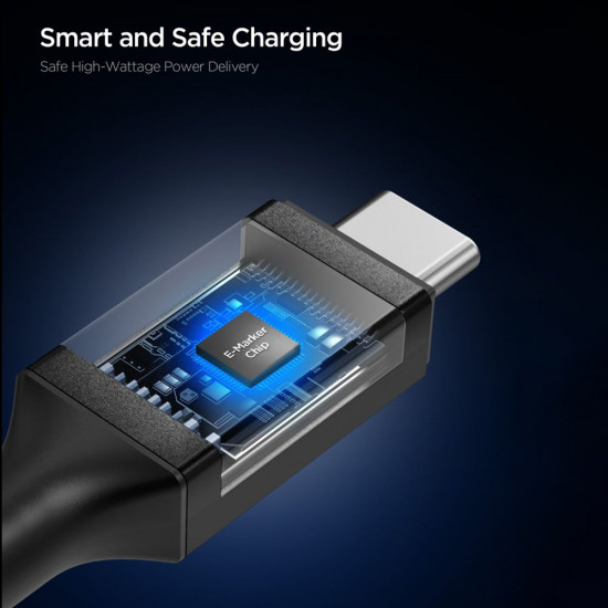 Spigen Data Cable Essential (EB10010CC) Fast Charging, Type C to Type C, 100W, 5Gbps, E Marker Chip, 1m Black Spigen Data Cable Essential (EB10010CC) Fast Charging, Type C to Type C, 100W, 5Gbps, E Marker Chip, 1m Black