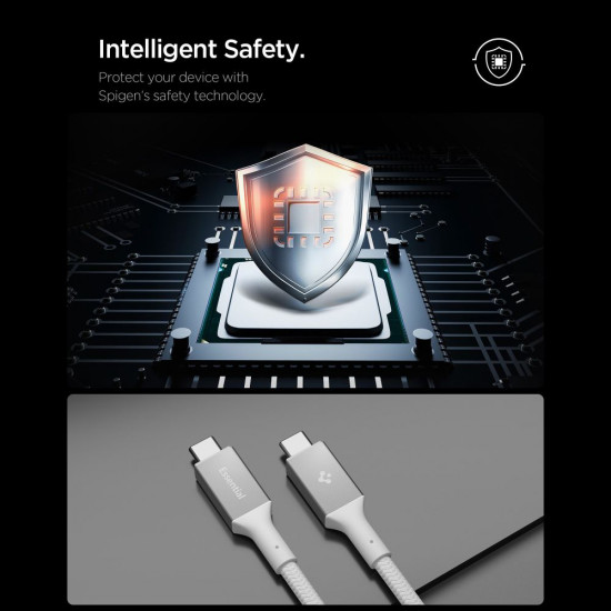 Spigen Data Cable Essential (EB10010CC) Fast Charging, Type C to Type C, 100W, 5Gbps, E Marker Chip, 1m White