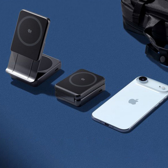 Spigen Wireless Charging Station Essential (EF302MOQ) MagSafe, Fast Charge, Qi2.2, Type C, 3in1, Foldable, 25W Grey